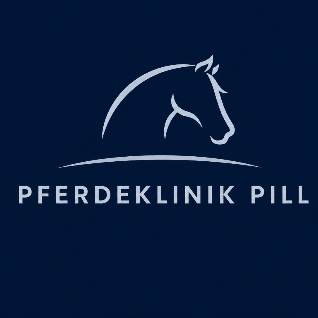 Kontakt zur Pferdeklinik Pill Kontaktbereich der Pferdeklinik Pill mit Logo, Telefonnummer, E-Mail-Adresse und Standortinformation